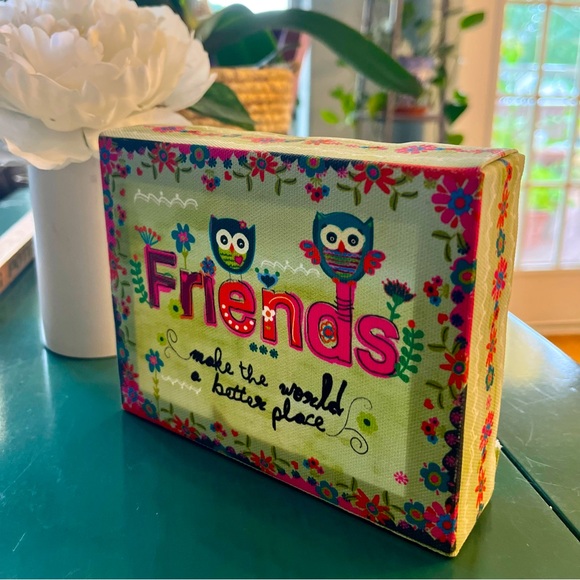 NWT Natural Life Mini Word Art Canvas • Friends Make the World a Better Place - Picture 2 of 5